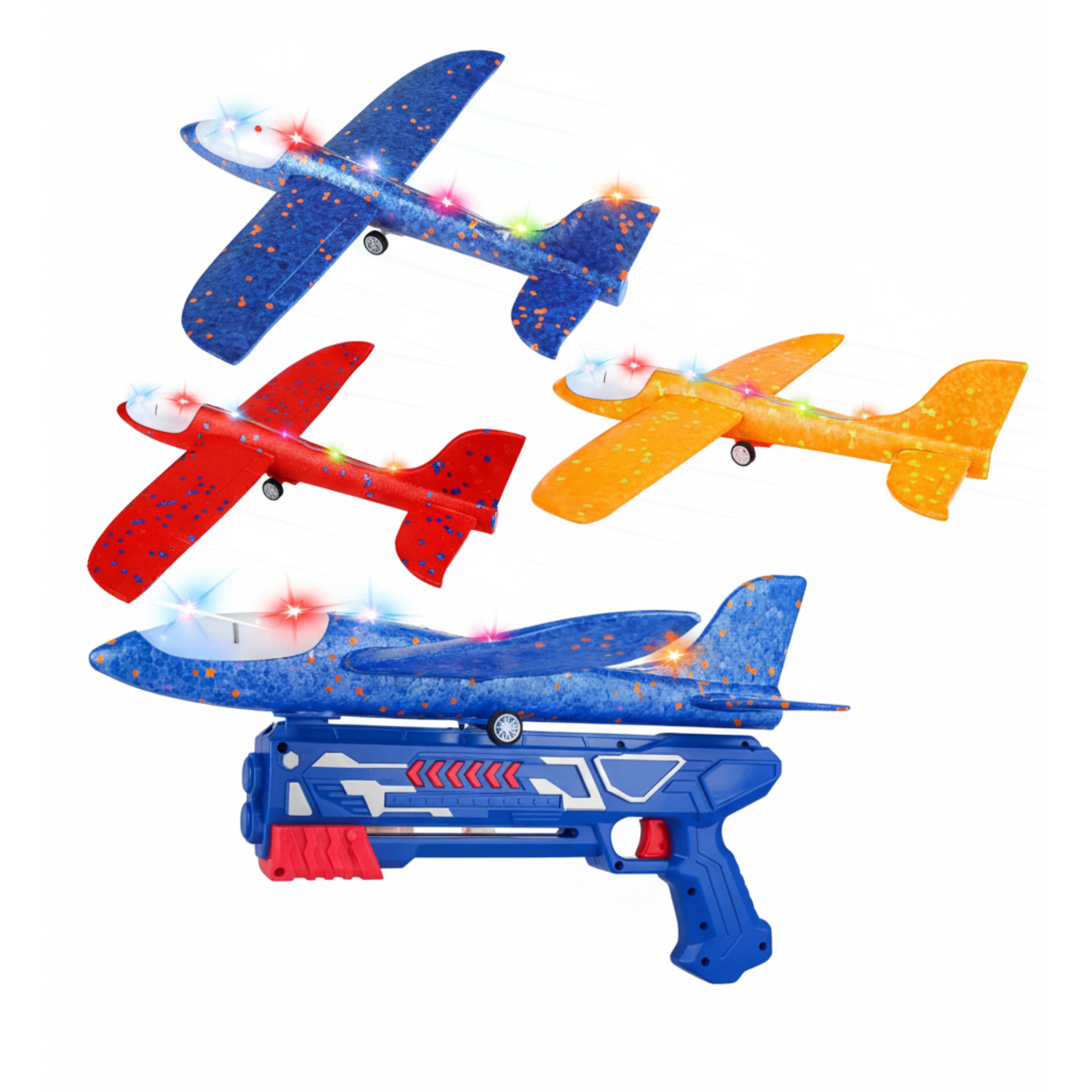 4 Pack LED Foam Airplane Launcher Toy for Kids for Outdoor Fun