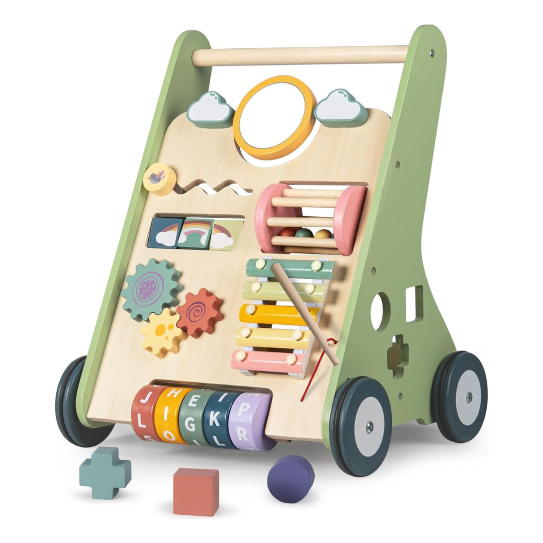 Wooden Baby Walker for 1 Year Old Montessori Push Toy and Activity