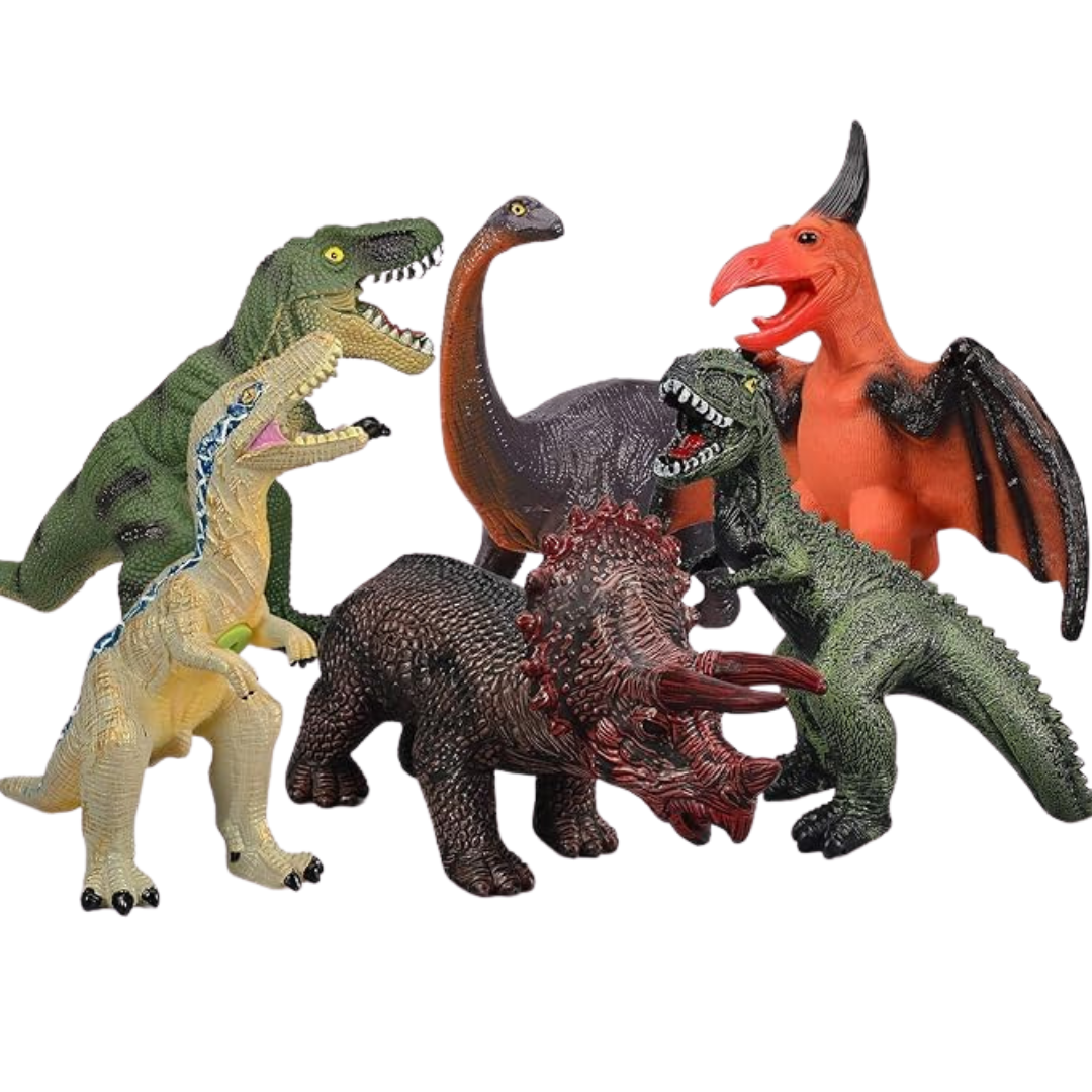 6 Piece Jumbo Dinosaur Toy Set for Kids Ages 3–5, Large Soft Figures