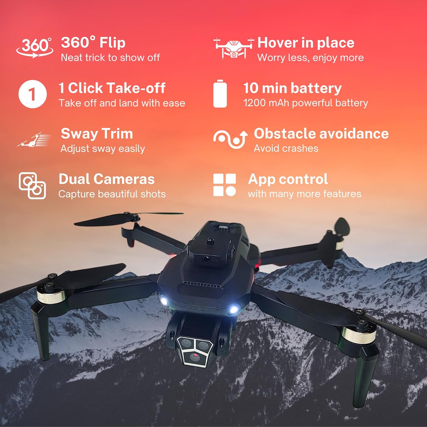 Drone Toy, 2025 Remote Control Drone, Color black