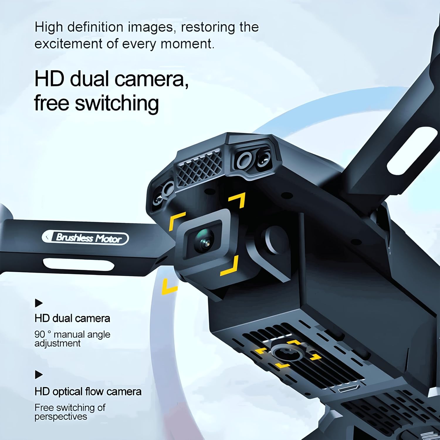 2025 Ultra HD Brushless Drone with Remote, Color black