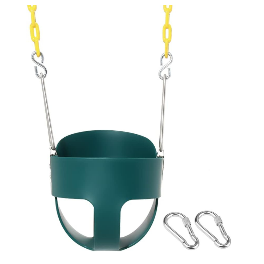 High Back Bucket Toddler Swing Seat with Coated Metal Chains