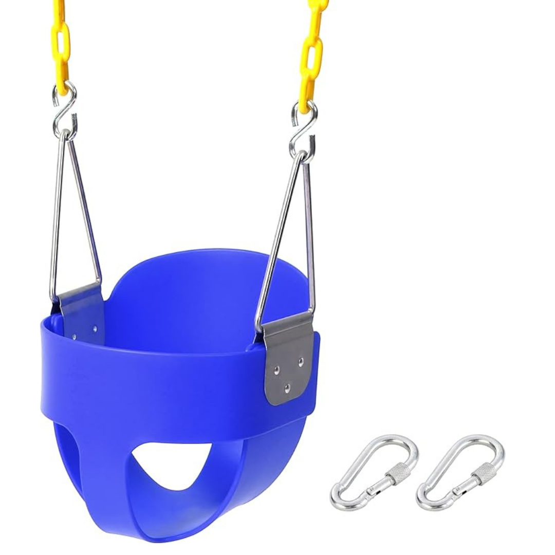 High Back Bucket Toddler Swing Seat with Coated Metal Chains