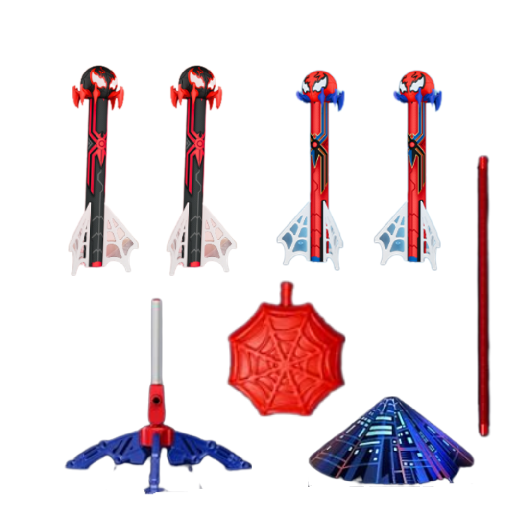 Spider Rocket Launcher for Kids with 4 Foam Rockets and Air Pump