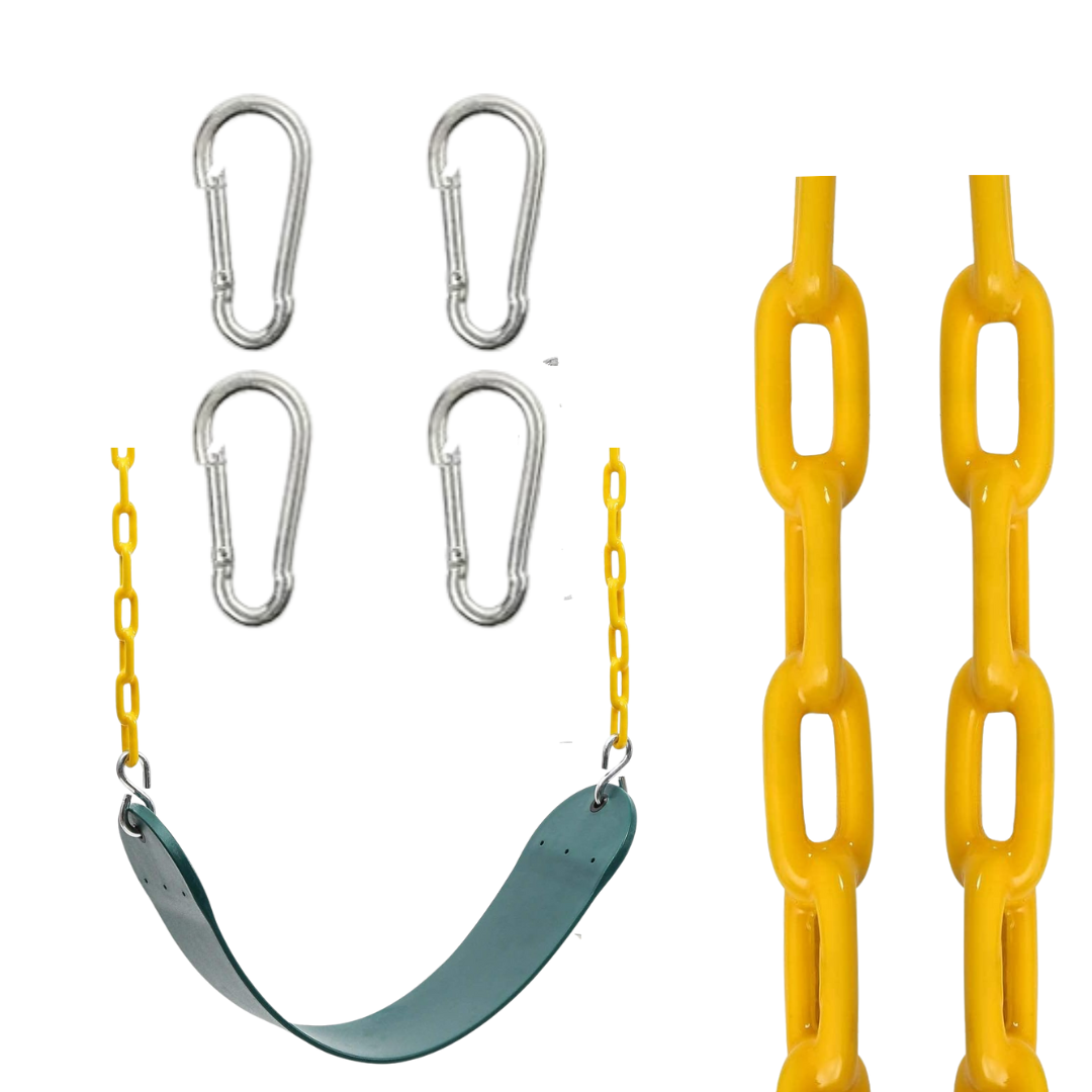 Heavy Duty Swing Seat Set with 66 Inch Chains and Metal Snap Hooks