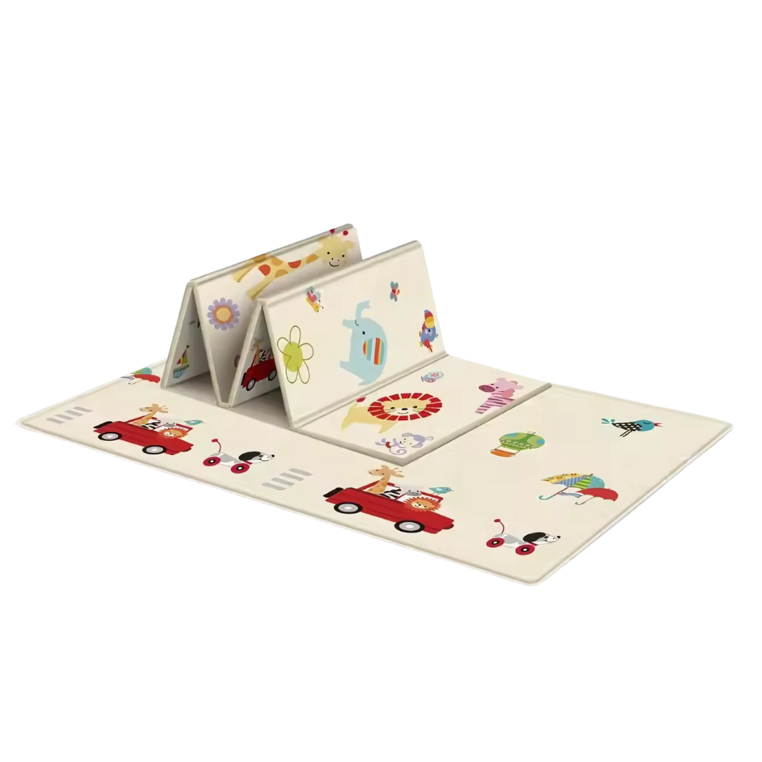 Foldable Car and Animal-Themed Baby Play Mat