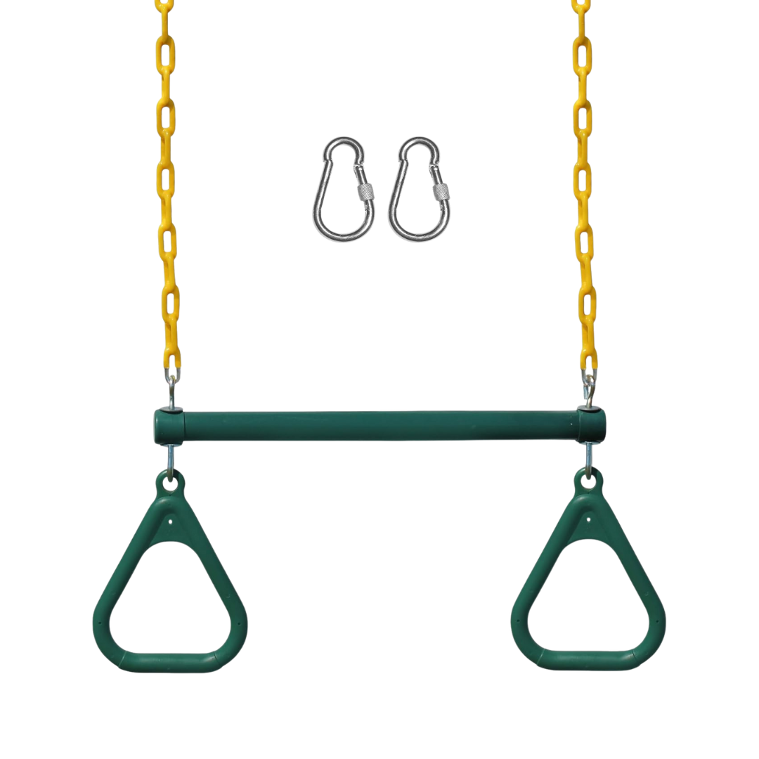 Trapeze Swing Bar with 48 Inch Chains and Locking Carabiners