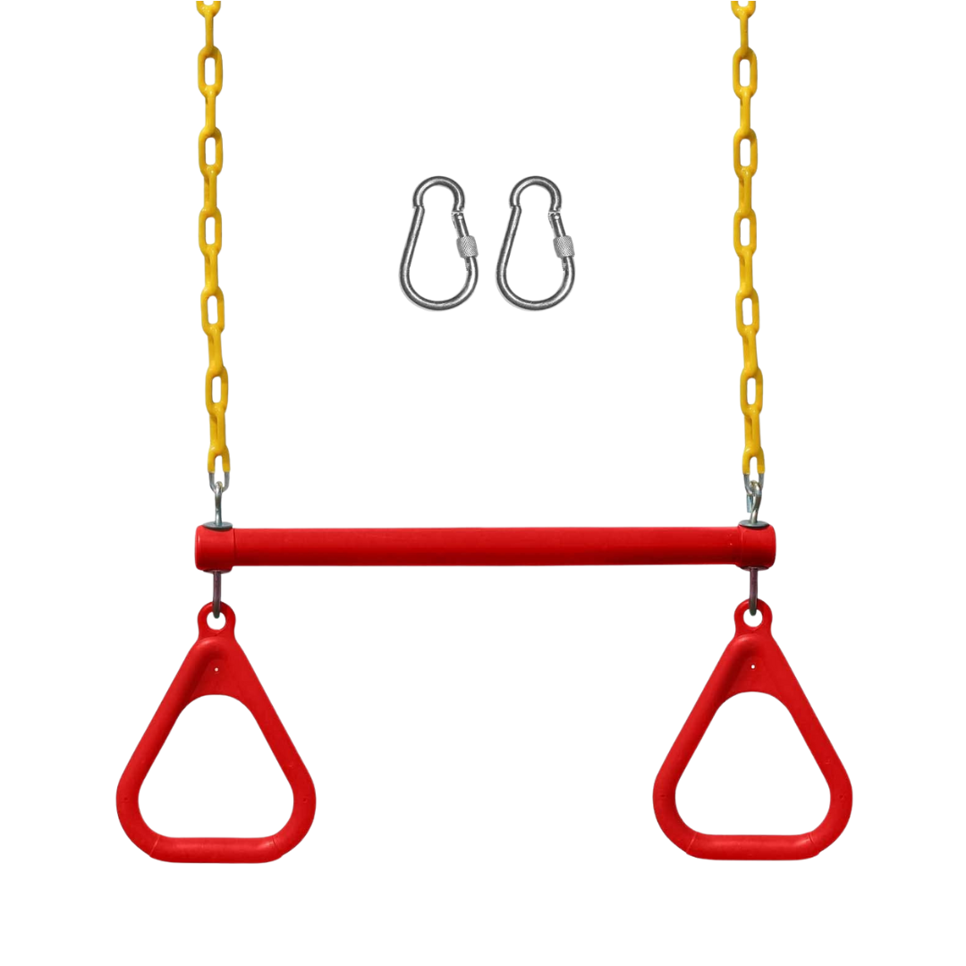 Trapeze Swing Bar with 48 Inch Chains and Locking Carabiners