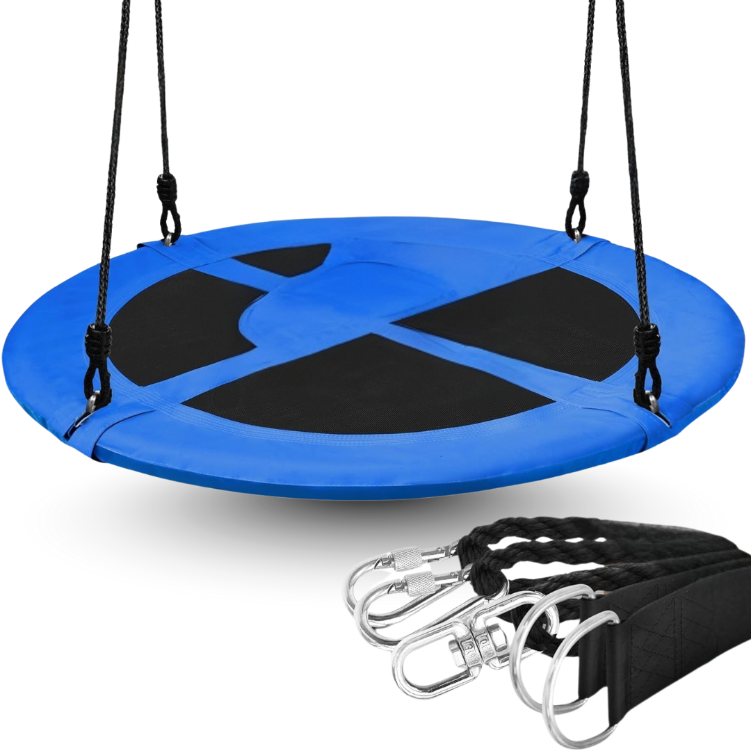 Saucer Swing Seat with Adjustable Rope Straps and Metal Frame