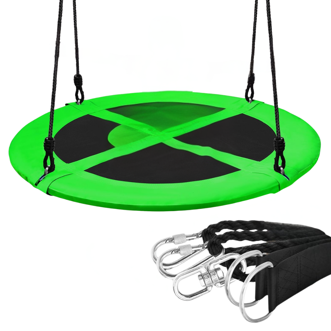 Saucer Swing Seat with Adjustable Rope Straps and Metal Frame