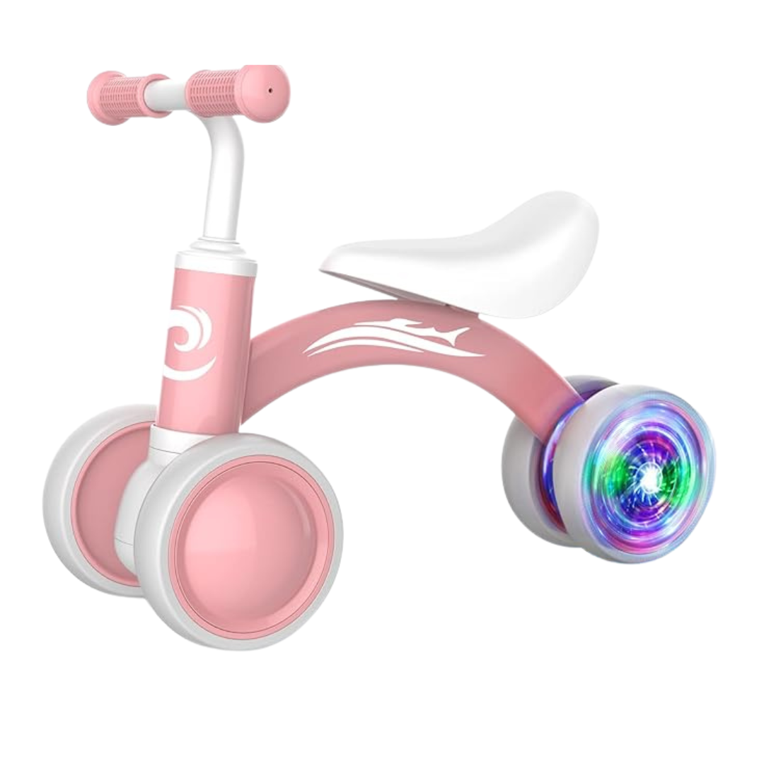 Light-Up Baby Balance Bike for 10-36 Months with Soft Seat & 4 Wheels