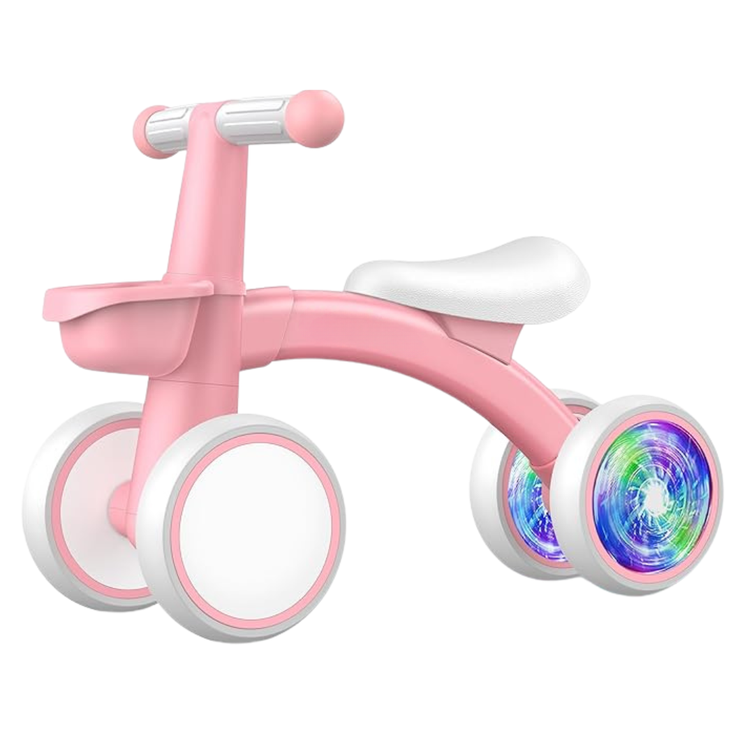 Colorful Light-Up Baby Balance Bike with Adjustable Seat for 1-2 Year Olds