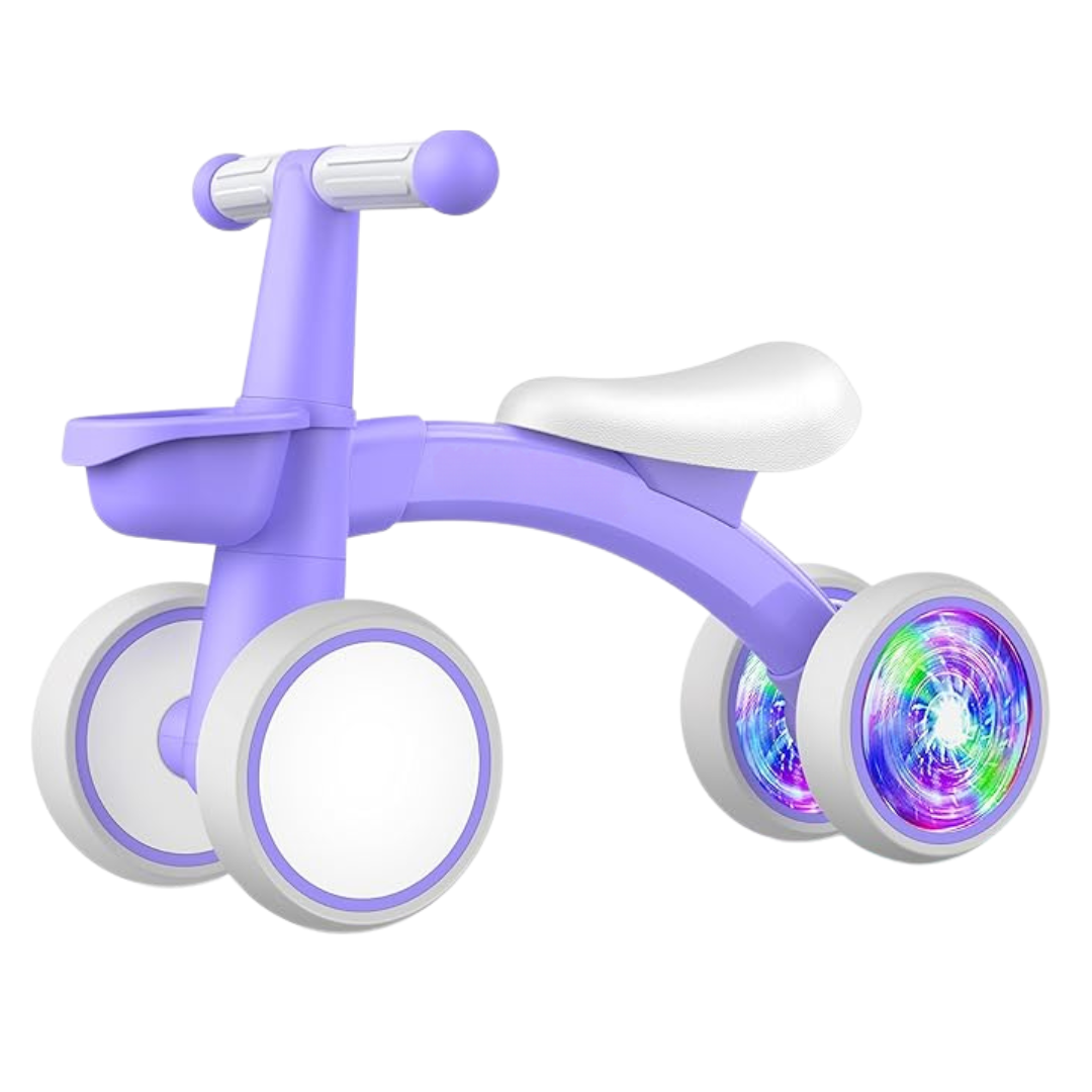 Colorful Light-Up Baby Balance Bike with Adjustable Seat for 1-2 Year Olds