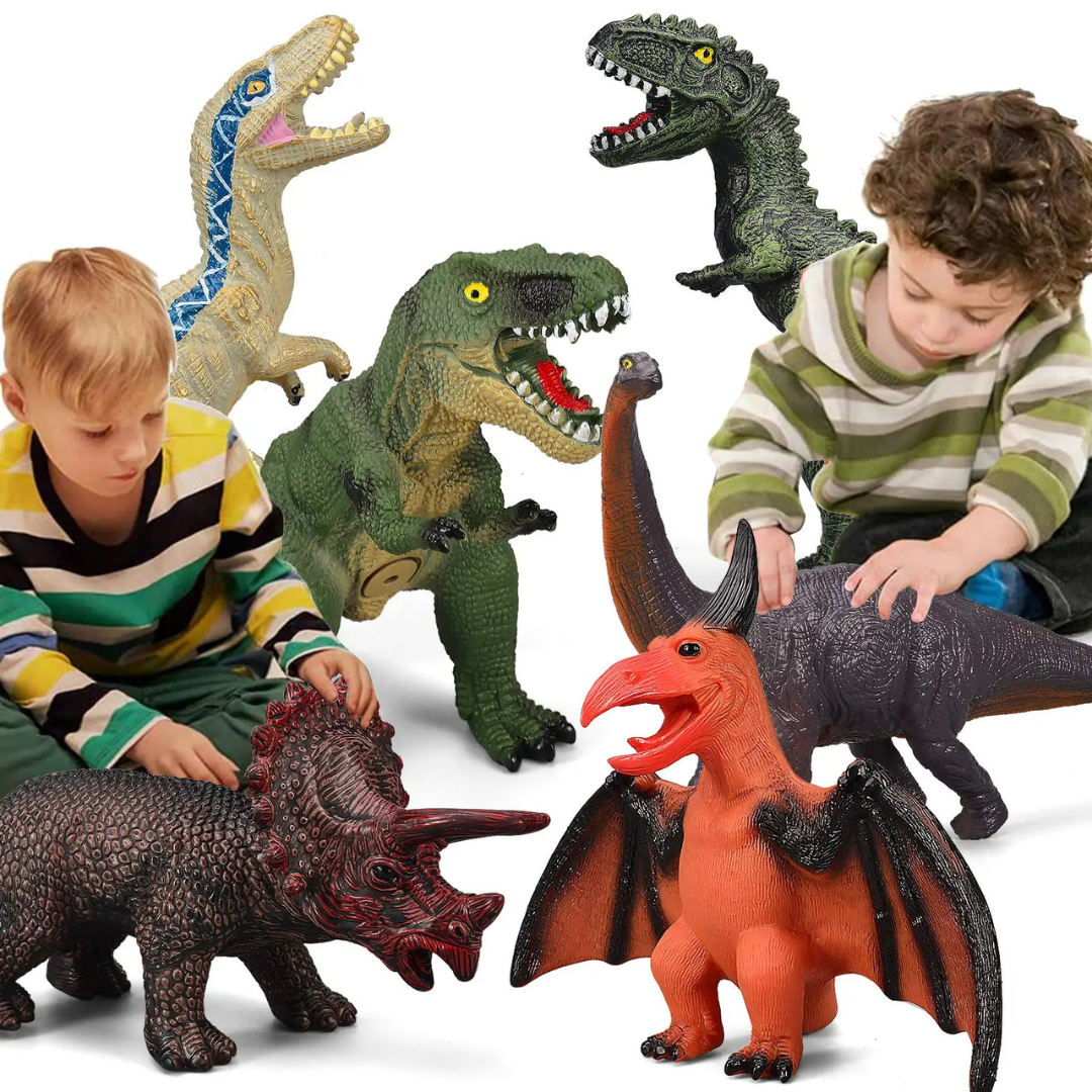 6 Piece Jumbo Dinosaur Toy Set for Kids Ages 3–5, Large Soft Figures