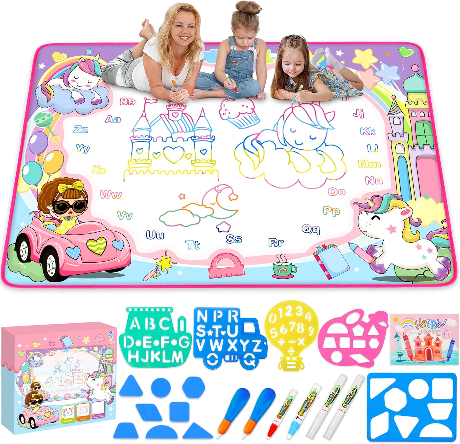 Water Doodle Mat for Kids Reusable Painting Drawing and Learning Fun